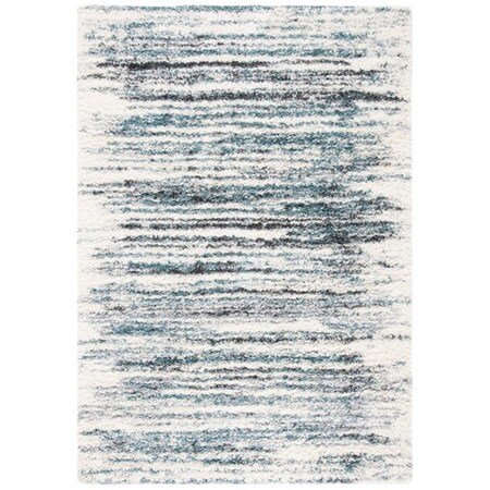 Safavieh 4 x 6 ft. Fontana Shag 800 Contemporary Rectangle Power Loomed Rug - Ivory & Teal FNT850B-4